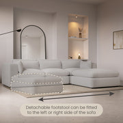 Large Beige Boucle Reversible 4 Seater Chaise Corner Sofa - Linea
